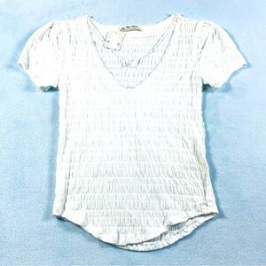 We The Free Sugar Cube Smocked Top Shirt Blouse Optic White NWT Free People